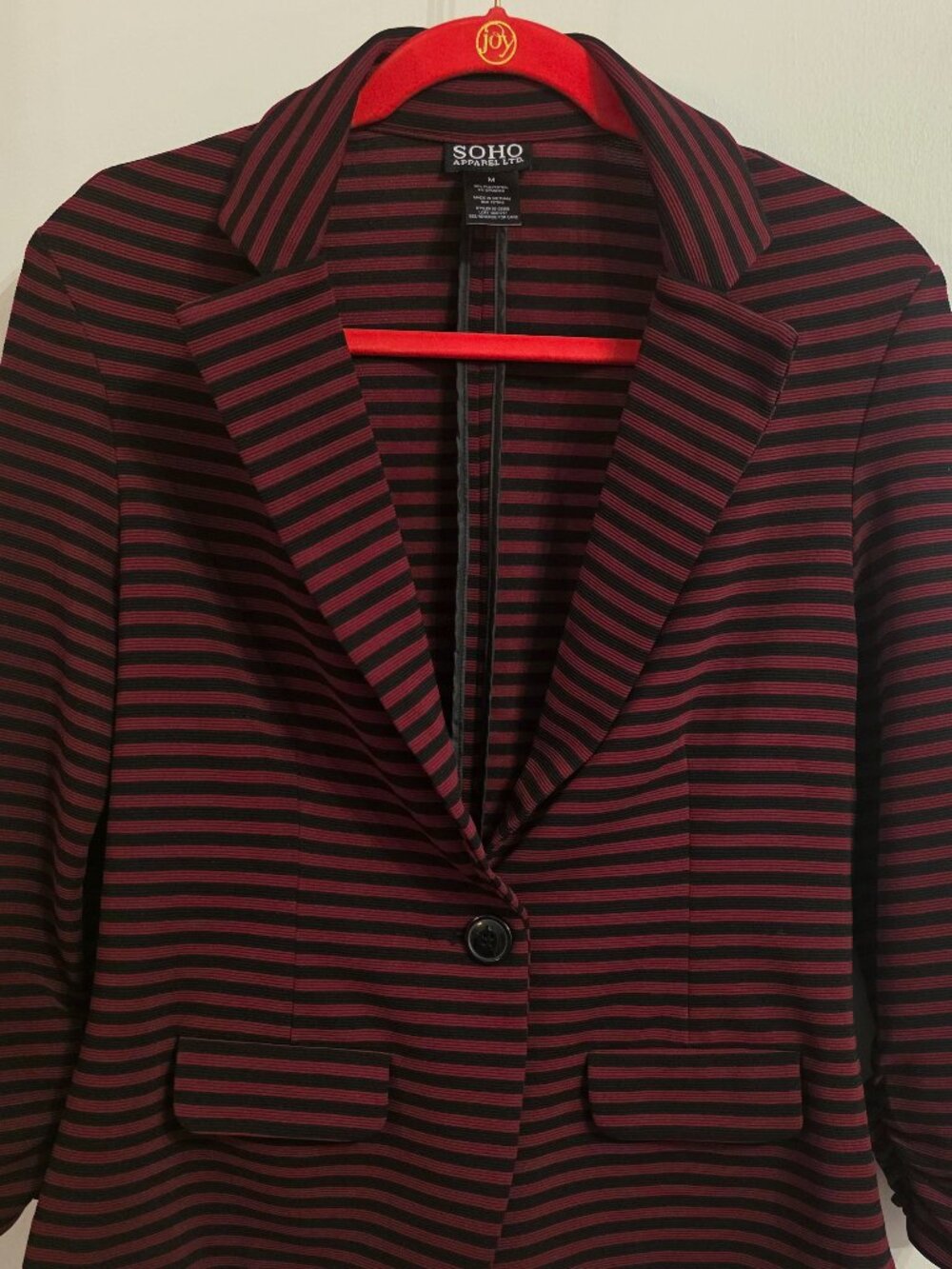 SOHO Apparel‎ Jersey Knit Blazer Women's M Striped 3/4 Sleeve Ladies Jacket